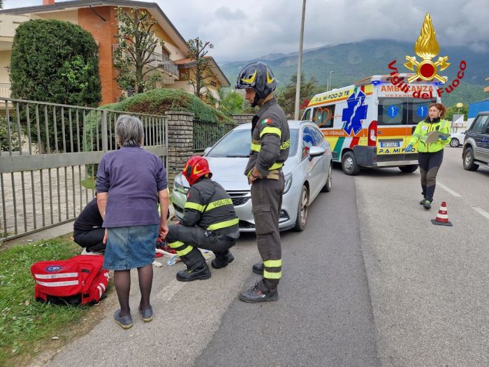 Cane investito da un'auto dopo essere scappato dal padrone, rimane incastrato nel veicolo 