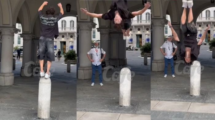 Spettacolare capriola all'indietro in piazza Unità! (VIDEO) 