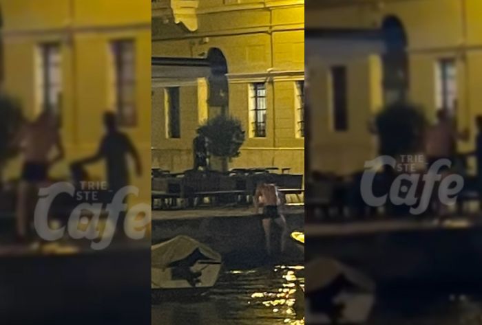 Tuffo nel Canal Grande di un imbriaghela mezzo nudo: Trieste non delude mai!! (VIDEO) 