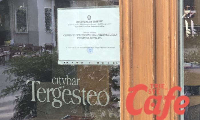 'Assembramento eccessivo e alcool a minori', il Questore chiude 14 giorni il Citybar Tergesteo 