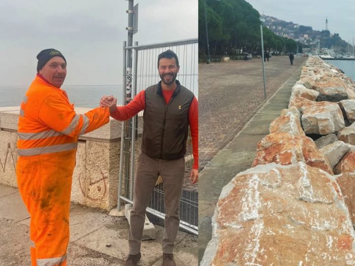 In soli 43 giorni completata la nuova scogliera: Barcola torna a splendere