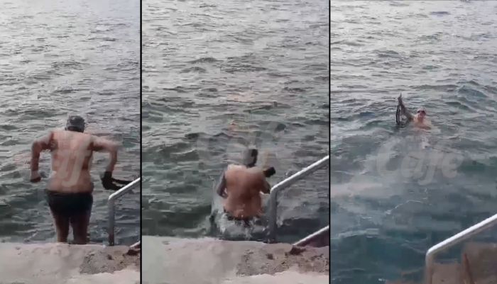 Foschia e freddo? Franz risponde con tuffo, panettone e.. sciarpa de Pordenone! (VIDEO)