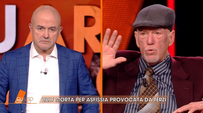  Seba torna in studio a Quarto Grado con un look elegante: sobrietà e compostezza per Lilly 