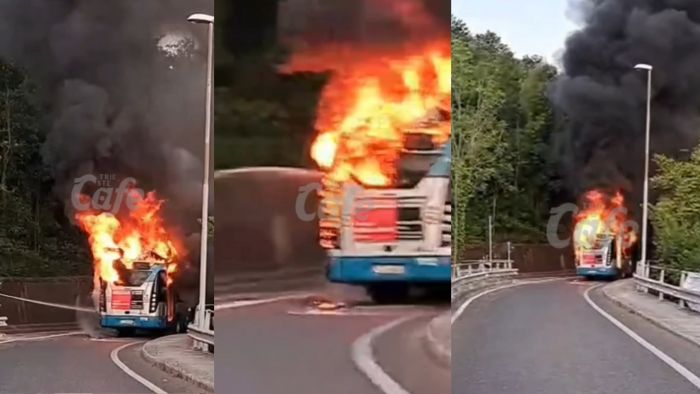 Autobus in fiamme a Muggia: paura all’alba sul cavalcavia per Santa Barbara 