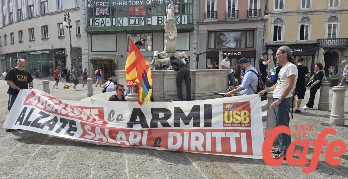 USB in piazza a Trieste contro governo e guerra: “Meloni taglia il sociale e colpisce i poveri” (VIDEO)