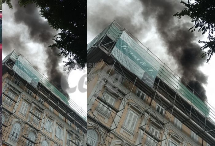 Incendio in via Giulia: fumo nero dal tetto di un palazzo di fronte al Giardino Pubblico (VIDEO) 