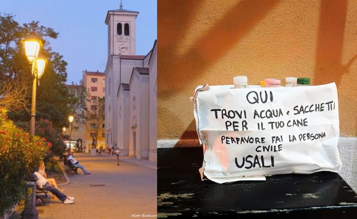 San Giacomo, bar mette a disposizione acqua e sacchetti per i cani: “Fai la persona civile, usali”