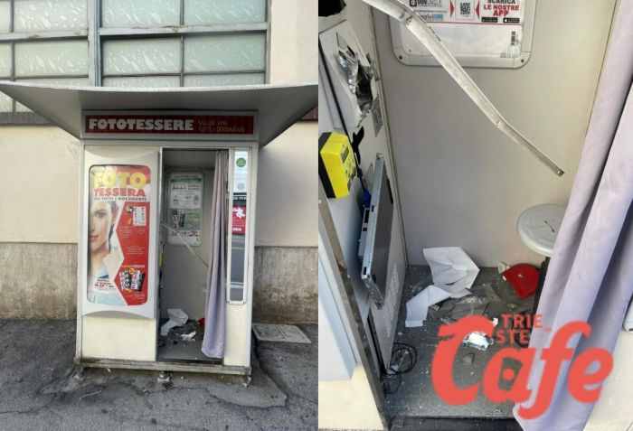 Crimine ancora in azione a Trieste, gravemente vandalizzata la struttura per fototessere in via Carducci