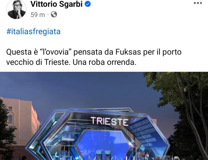 Continua la crociata di Vittorio Sgarbi contro la cabinovia di Trieste 