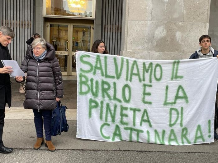 Consegnate al Vice-presidente  del Consiglio regionale  le 10.236 firme pro pineta di Cattinara