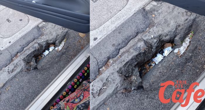 Triestina: "Via Piccardi, ruota dell'auto dentro una profonda buca lungo margine della strada"