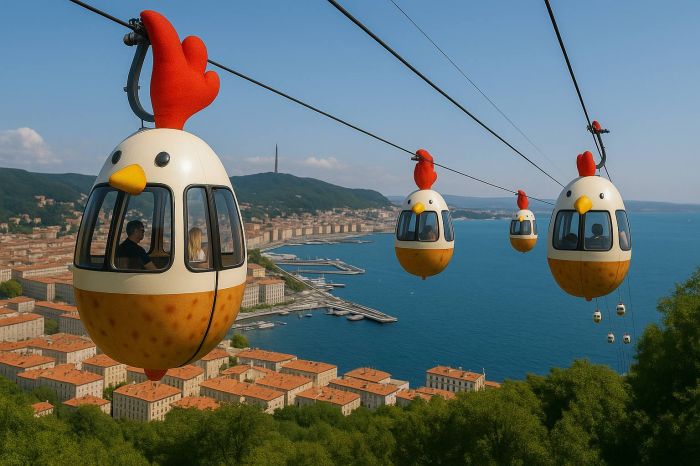 A Trieste si vola tra le nuvole in pollaio: altro che cabinovia, qui si caccia l’uovo d’oro