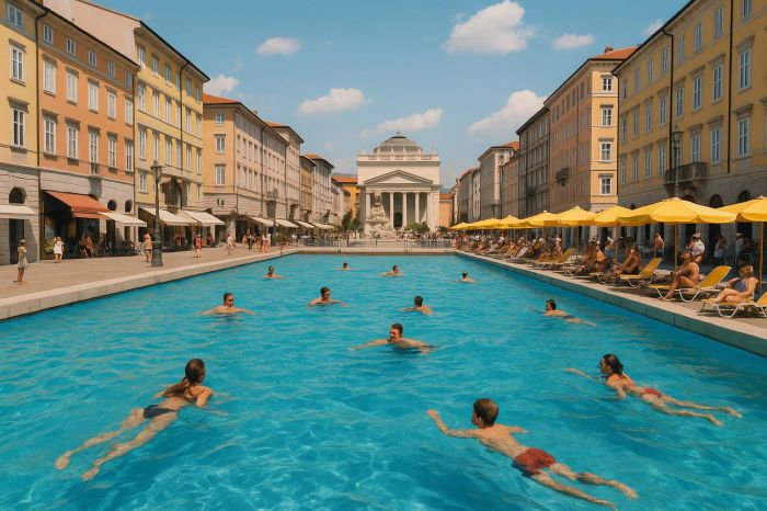 Un sogno d'estate a Trieste: l'idea social che trasforma il Canal Grande in una maxi piscina a cielo aperto