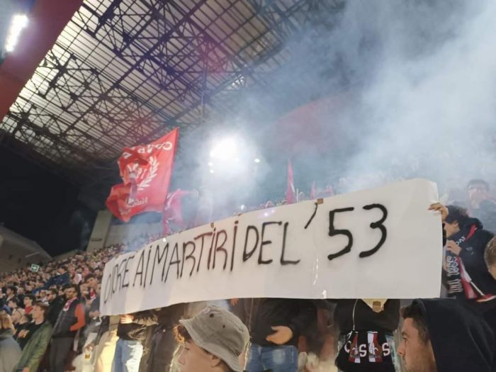 'Al Rocco uno striscione in ricordo dei Martiri del 53 per Trieste italiana'