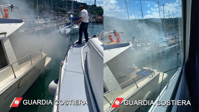 Incendio al porticciolo di Barcola, pronto intervento della Guardia Costiera (FOTO)