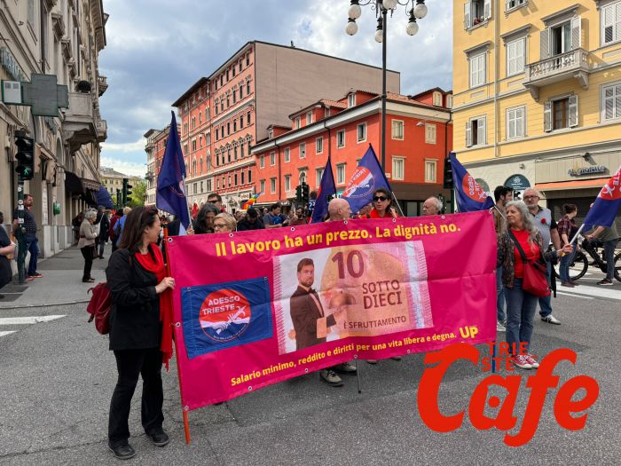 Corteo primo maggio, Adesso Trieste: ‘Il lavoro ha un prezzo, la dignità no’ (VIDEO-SERVIZIO)