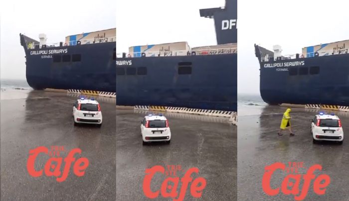 Porto di Trieste, traghetto ro-ro trascinato sulla banchina dal maltempo (VIDEO)