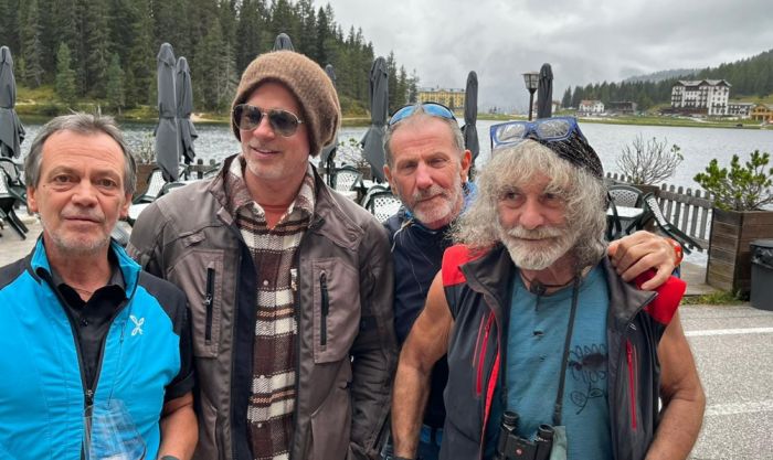 Brad Pitt incontra sulle Dolomiti Mauro Corona