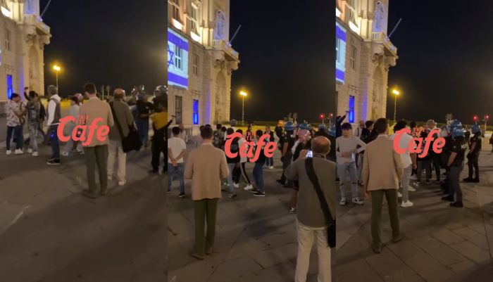 Filo-palestinesi contestano le bandiere proiettate sulle facciate del Palazzo della Regione in piazza Unità (VIDEO)