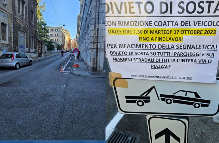 Via Gambini, abitanti: "Tolti quei pochi posti auto rimasti". Comune: "Previsto cantiere, carreggiata occupata da lavori"