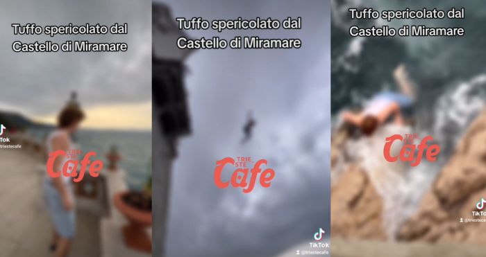 Si tuffa in mare dal Castello di Miramare per una bravata (VIDEO)