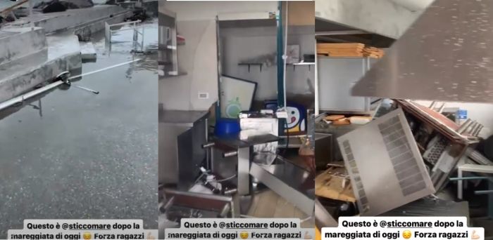 Mareggiata colpisce duro lo stabilimento Sticco, gravissimi danni alla struttura (VIDEO)