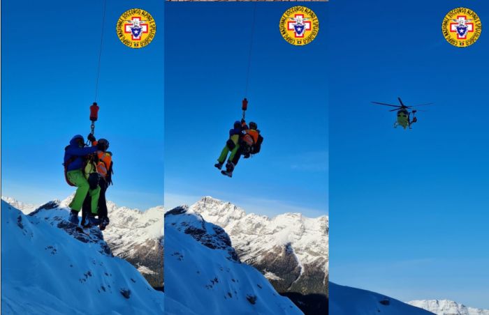 Si procura una distorsione ad un arto inferiore cadendo mentre sciava da Sella Ursic verso il Rifugio Gilberti 