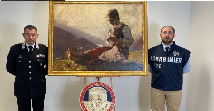 Carabinieri per la Tutela del Patrimonio Culturale restituiscono dipinto rubato nel 1988: “Studio e lavoro” di Eugenio Prati