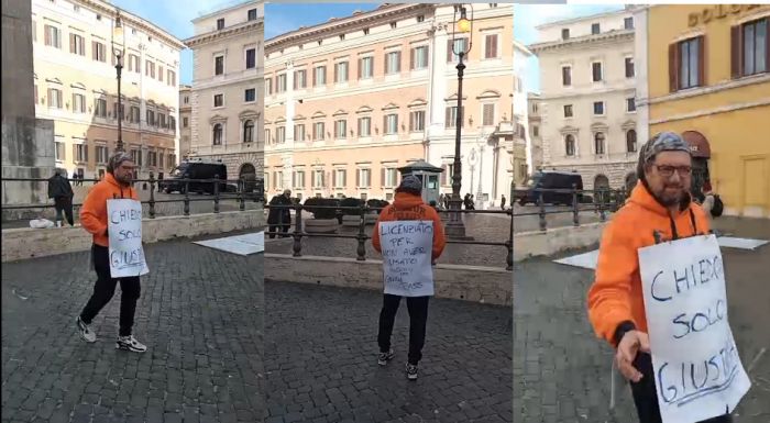 Stefano Puzzer protesta a Roma in attesa della sentenza sul licenziamento: "Prevista domani a Trieste" (VIDEO)