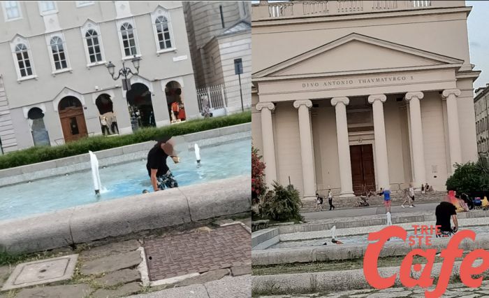 Si lava nella fontana in piazza Sant'Antonio 