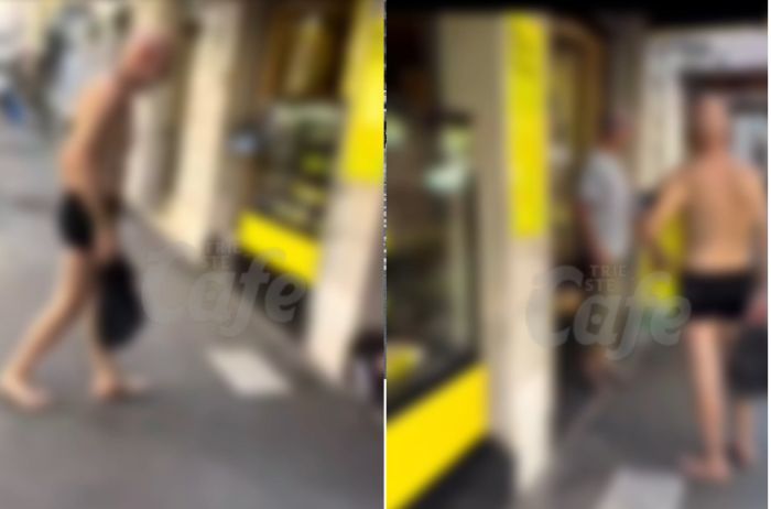 A Trieste molto caldo, uomo gira solo in boxer (e un paio di pinne) in via Battisti (VIDEO)