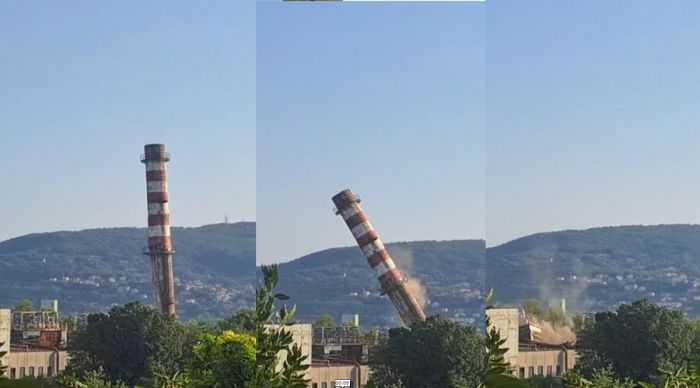 Domenica mattina la demolizione della ciminiera dell'ex Italcementi di via Caboto