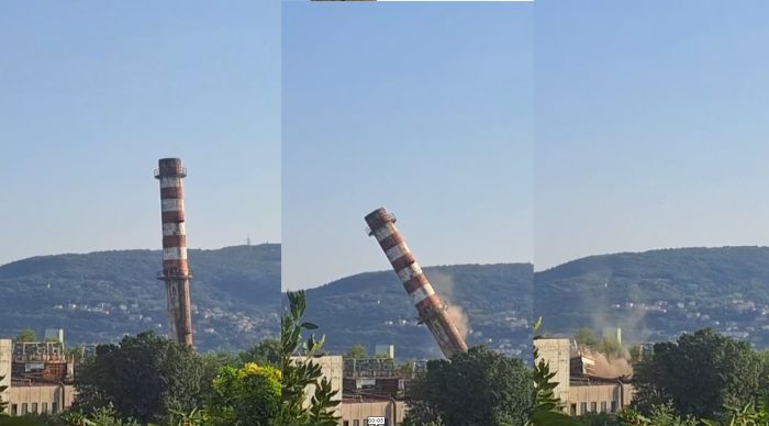 Demolizione della ciminiera dell'ex inceneritore di via di Giarizzole (VIDEO)