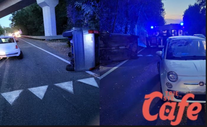 Scontro in via Carnaro, auto su un fianco: 4 coinvolti e 2 feriti 