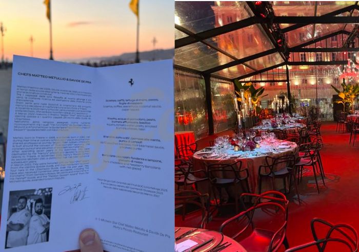 Prelibatezze Michelin e motori in piazza Unità: Harry's Piccolo conquista la cena di gala del raduno Ferrari 