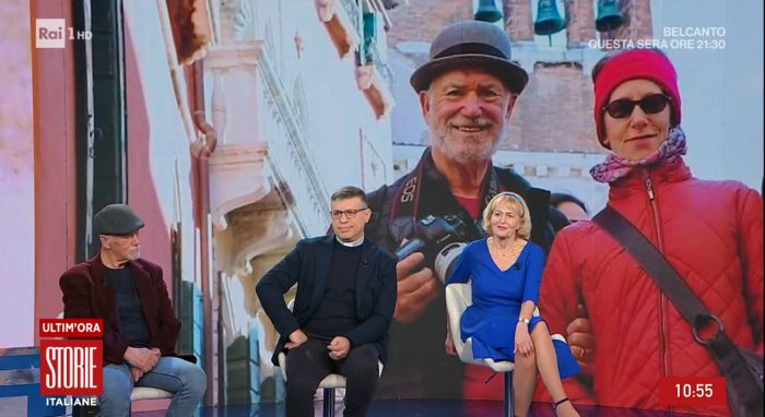 Seba e don Gaetano in TV: il vedovo di Lilly e il prete insieme a "Storie Italiane"