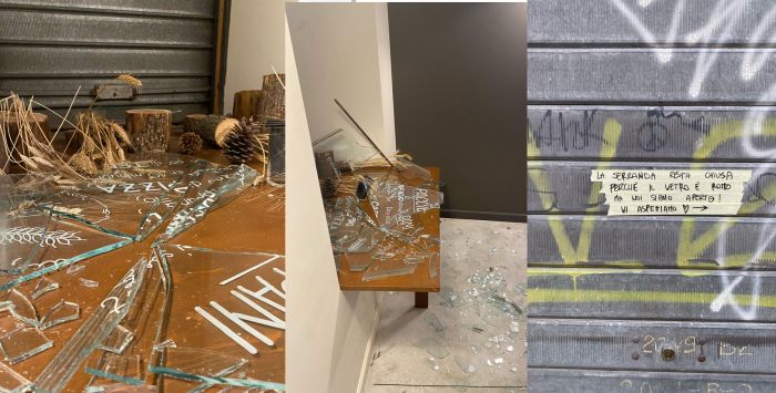 Raid vandalico in via del Lazzaretto Vecchio: Spaccio Pani danneggiato nella notte (FOTO)