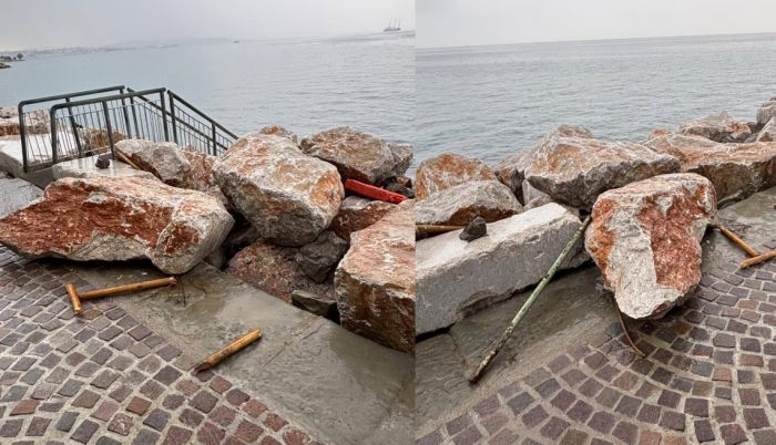 Barcola, sassi divelti sul lungomare: l’assessore Babuder furibondo contro i vandali notturni