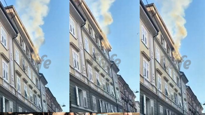 Densa colonna di fumo da un appartamento in via Crispi: vigili del fuoco sul posto (VIDEO)