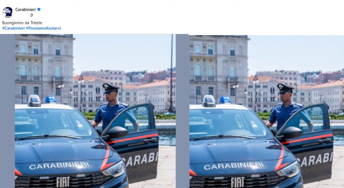 La pagina nazionale dei Carabinieri celebra Trieste: «Buongiorno dalla città sul mare»
