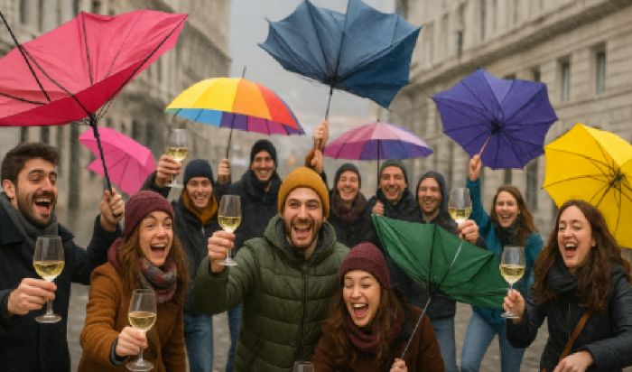 Brindisi triestino sotto la bora: l’idea folle dell’“aperitivo con l’ombrello”