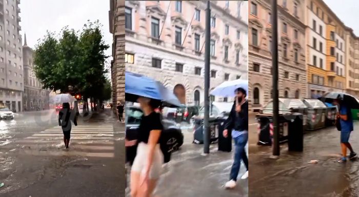 Pioggia torrenziale a Trieste, via Carducci e via Coroneo trasformate in fiumi (VIDEO)