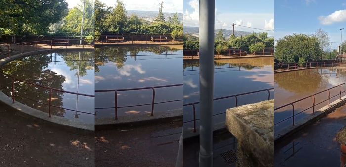 La pista di pattinaggio di Villa Revoltella trasformata in un lago dopo il nubifragio