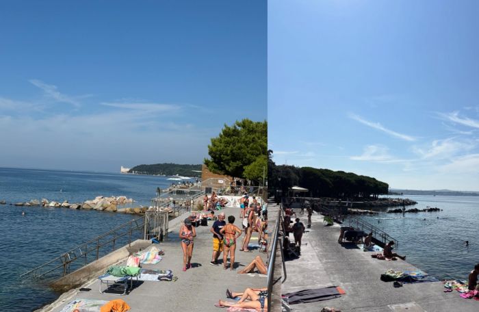 Settembre inoltrato, ma a Barcola l’estate sembra non finire mai, lungomare gremito di sole 