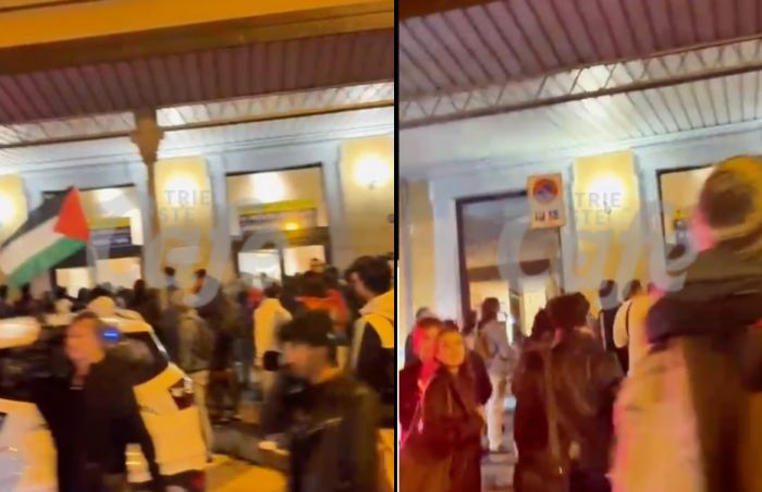 Trieste, corteo pro Palestina: centinaia di persone davanti alla stazione, tensioni e urla (VIDEO)