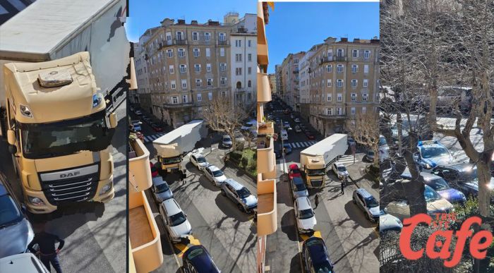 TIR bloccato in piazza Carlo Alberto: traffico in tilt, interviene la Polizia Locale