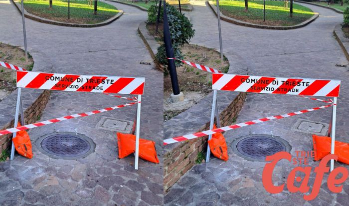 Riparato il tombino all'ingresso del giardino Madieri di via Benussi
