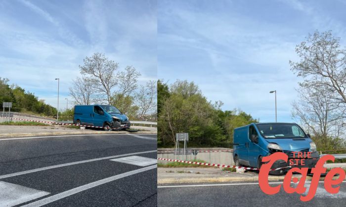 Strada di Fiume, furgone seriamente danneggiato a bordo strada 