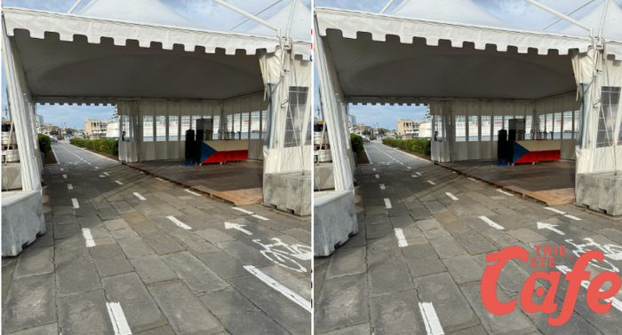 Sulle Rive "lo stand del ciclista", tratto al coperto grazie al gazebo