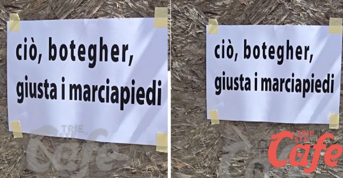 Cartello in via del Veltro: "Ciò, botegher, giusta i marciapiedi" (VIDEO)